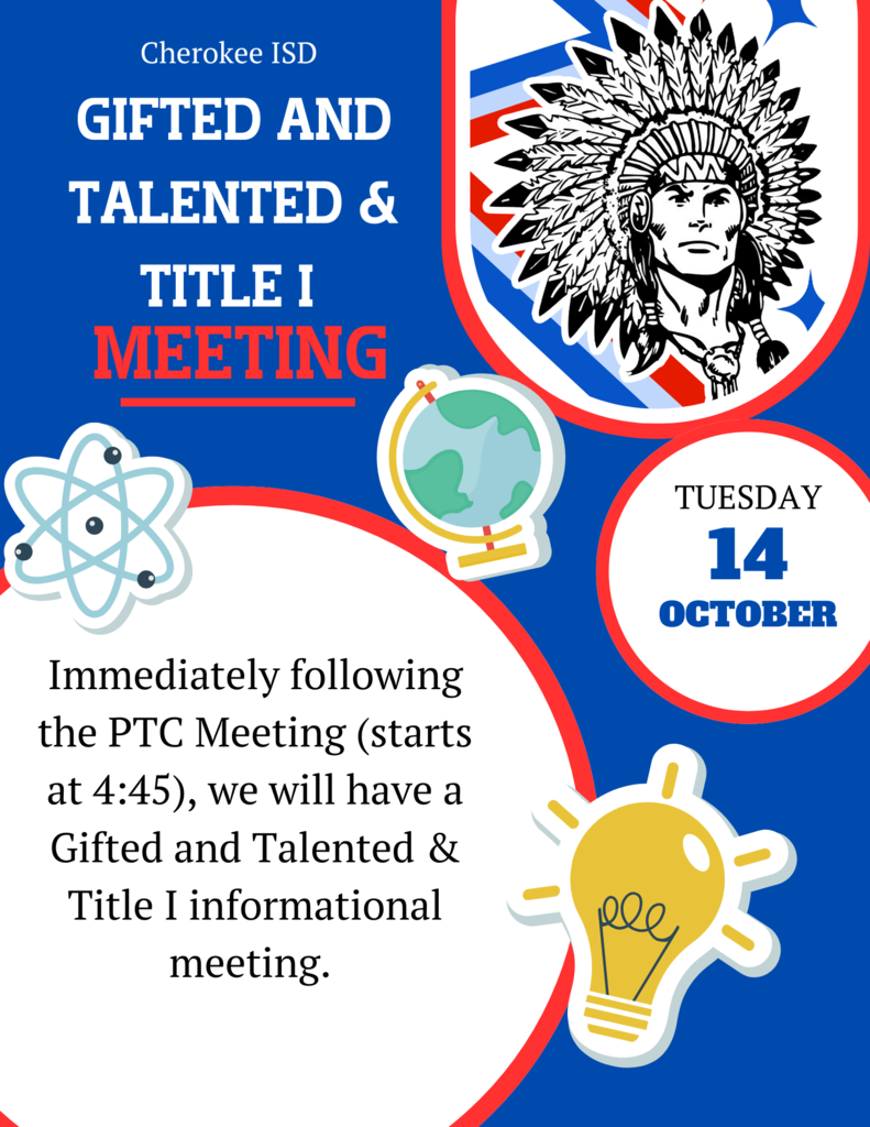 GT and Title I parent info mtg Tuesday, Oct 14 (after PTC meeting at 4:45) Flyer