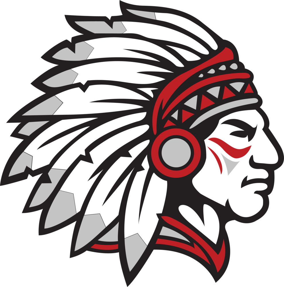 Cherokee Public Schools Logo - Chief Head that is white, black and red.