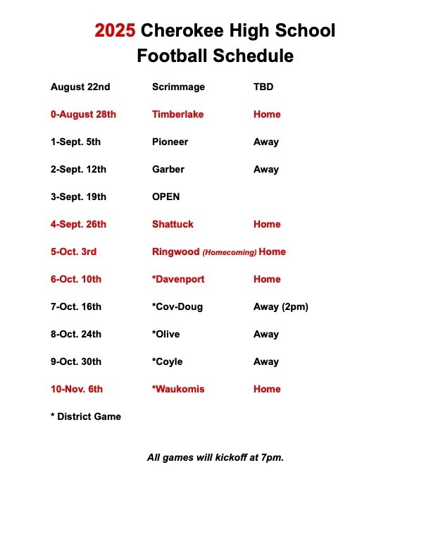 HS Football Schedule 2025