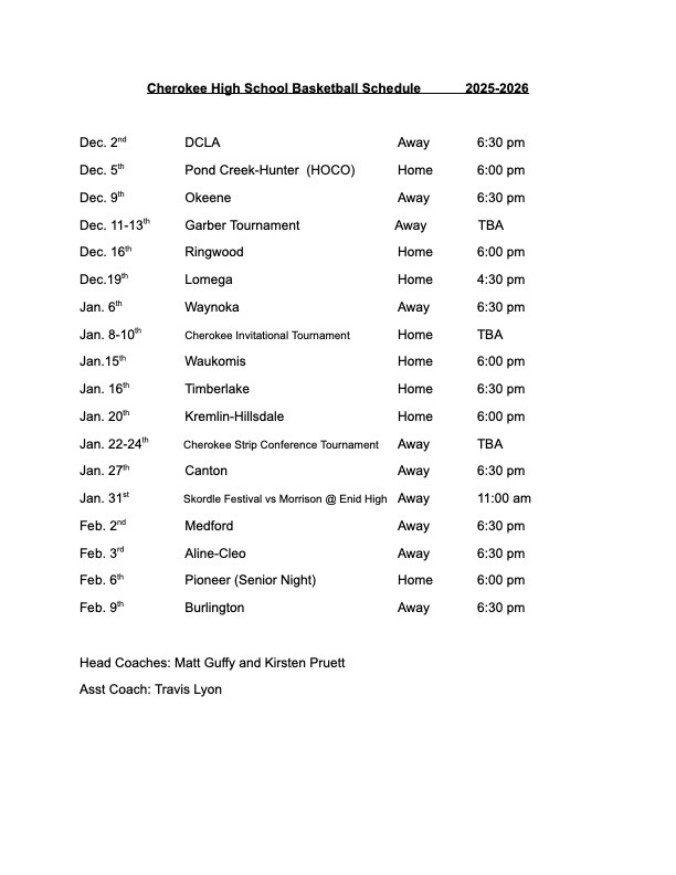HS Basketball Schedule 25-26