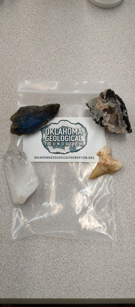 Oklahoma Geological Foundation came Tuesday to give a presentation and donate a mineral, rock and fossil collection to the junior high science department.