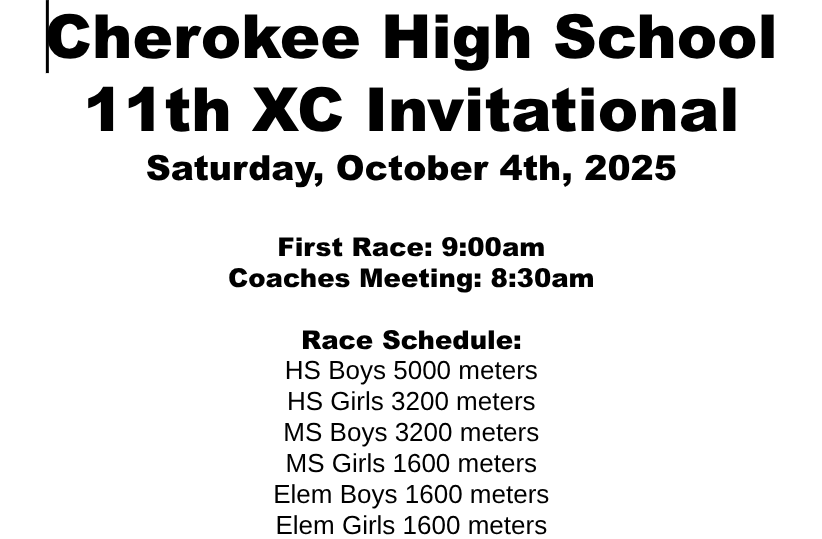 Cherokee CC Schedule for Oct 4, 2025