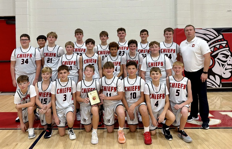 picture of the JH Boys basketball team. 2nd place at the Cherokee JH Tourn