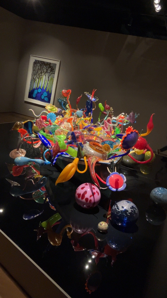 photo of blown glass artwork taken at the OKC Art Museum