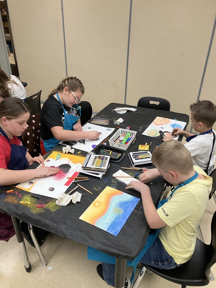 photo of students making art