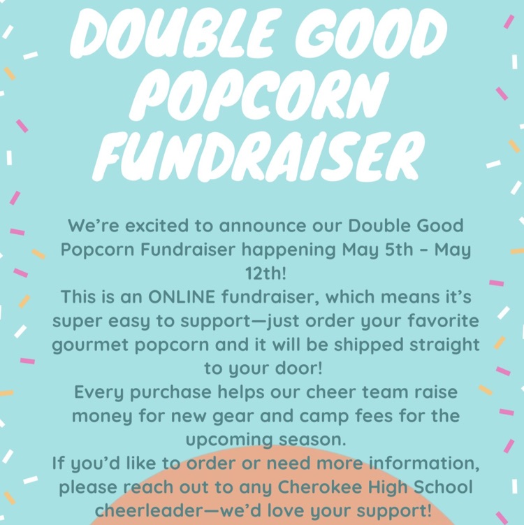 popcorn fundraiser for HS Cheer flyer. order online to help pay for camp and cheer shoes. https://popup.doublegood.com/s/627lp8gi
