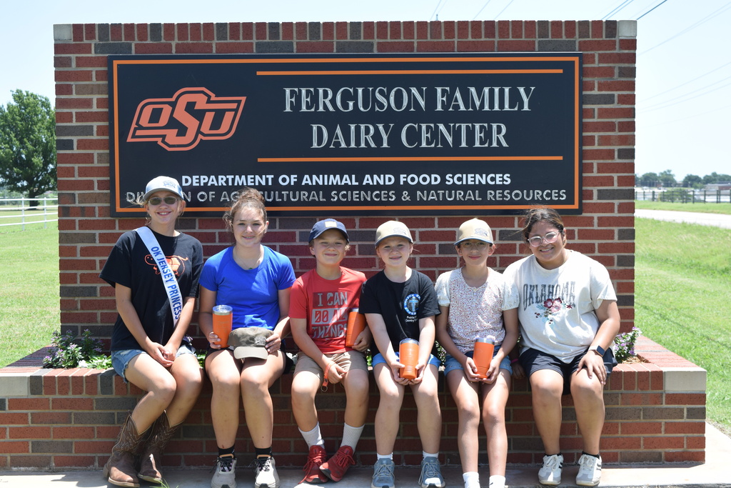 Photo of 6 students infront of a brick sign located in Stillwater OK