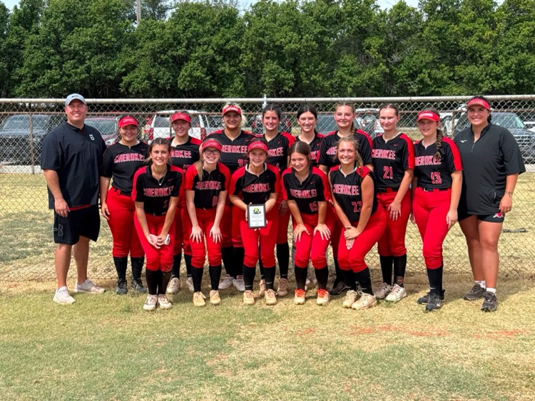 lady chiefs HS softball team holding a plaque