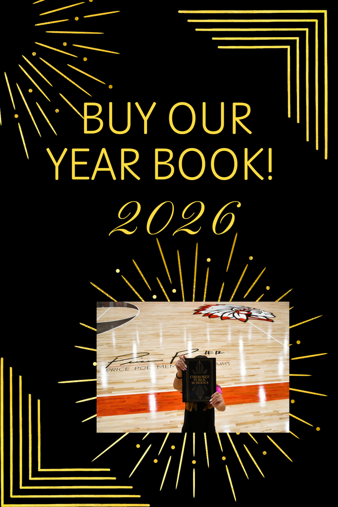2026 yearbooks for sale!  Black and gold flyer with with a photo of the book.