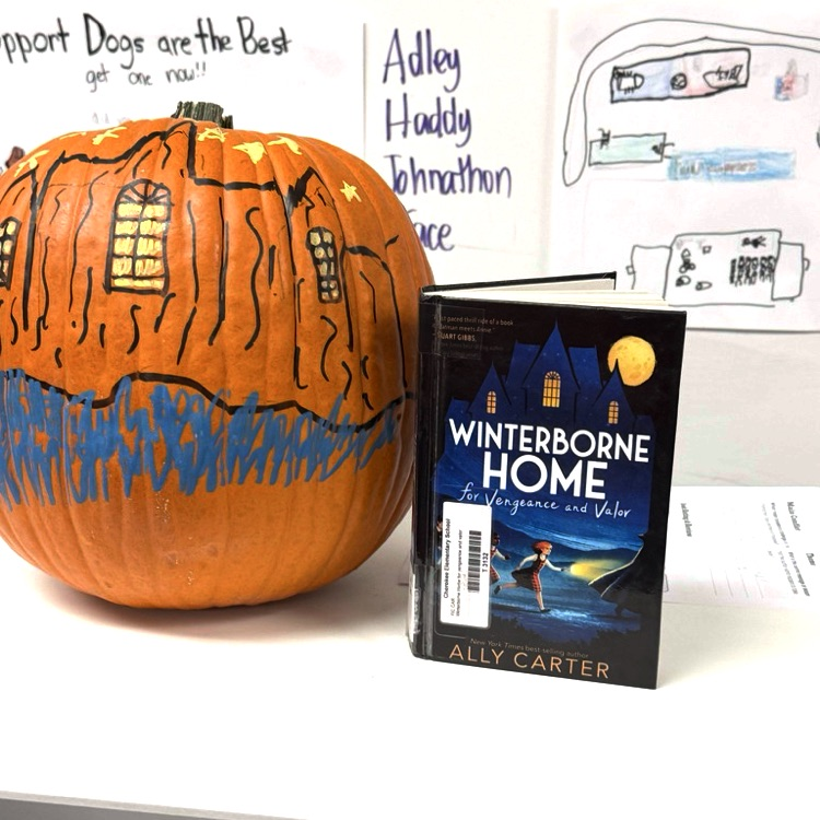 5th grade read a mystery book this month and did a book report with their pumpkin as an example of something from their book.