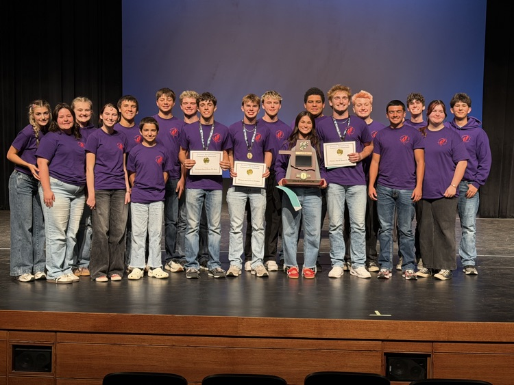 group photo of the 2026 one act students. state champions class 4a