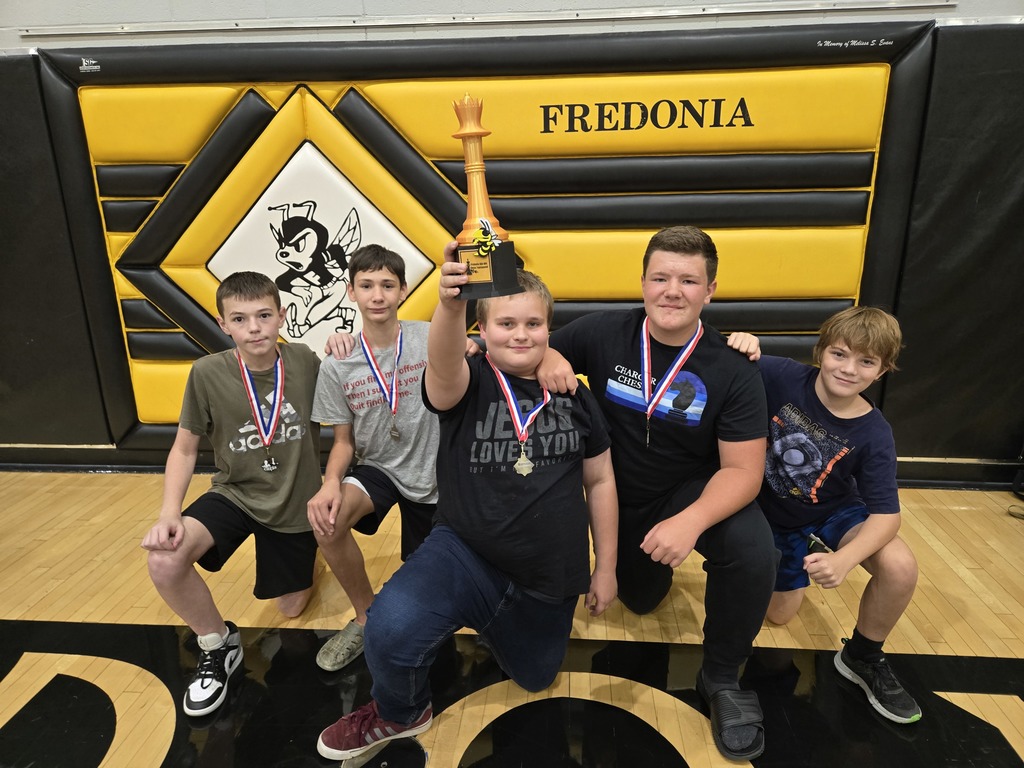 Cherryvale Middle School Chess team from left to right: Jacob Holt, Shawn House, Zadin Blake, Anderson Jones, and Arthur McGrew.