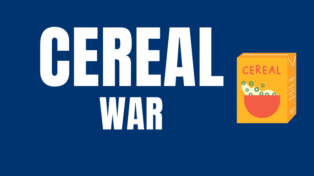 Cereal War with box of cereal