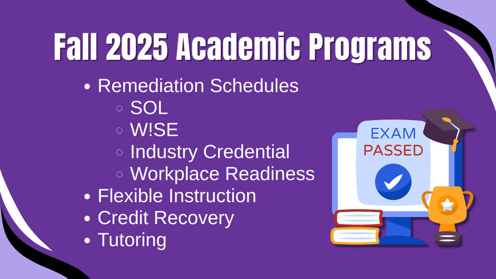 Fall 2025 Academic Programs  (Remediation, Flexible Instruction, Credit Recovery, Tutoring)
