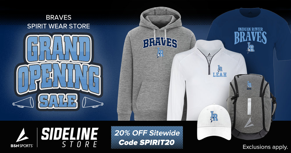 Braves Spirit Wear Store Grand opening sale. bsn sports sideline store 20% off sitdewide code Spirit 20 exclusions apply