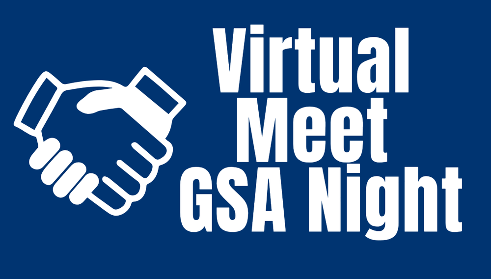 Virtual Meet GSA Night - Shaking Hands Image on Left
