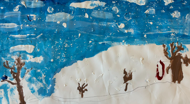 A student's landscape painting that was featured in our virtual art gallery