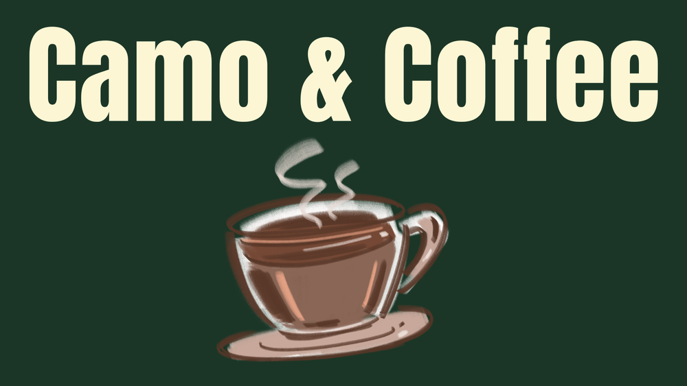 camo and coffee with an image of a coffee cup