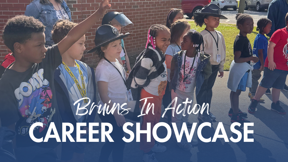bruins in action career showcase with students dressed in career outifts 