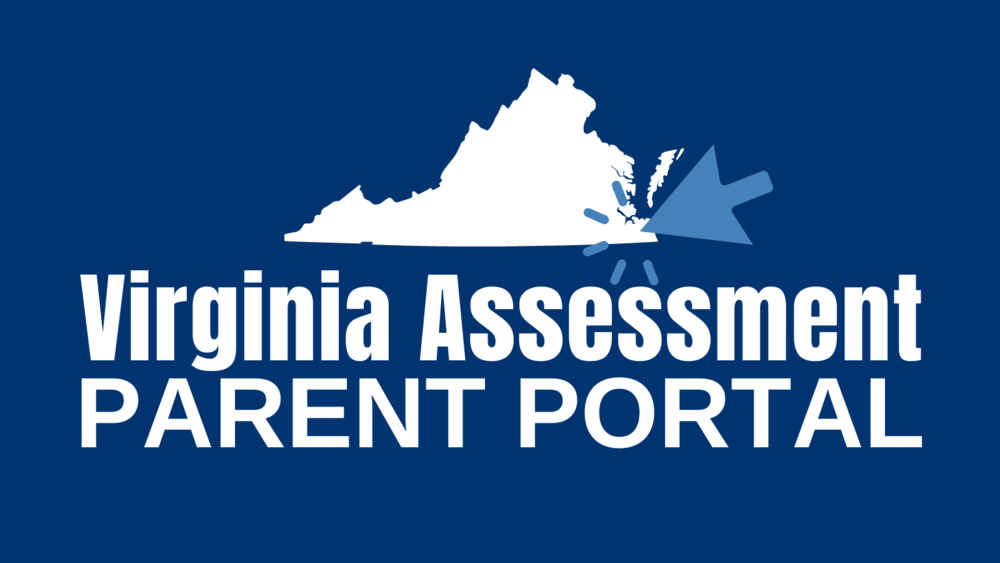 Virginia Assessment Parent Portal with a graphic of the state of Virginia
