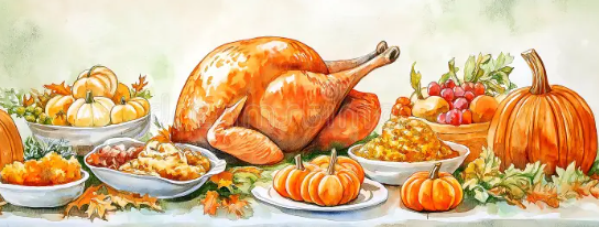 Thanksgiving feast watercolor