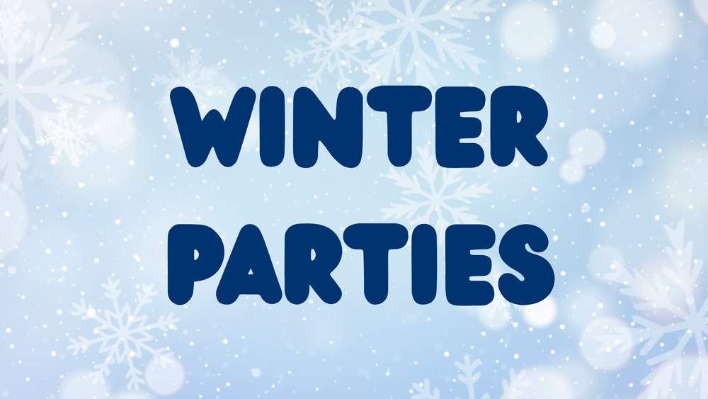 winter parties with snowflake background