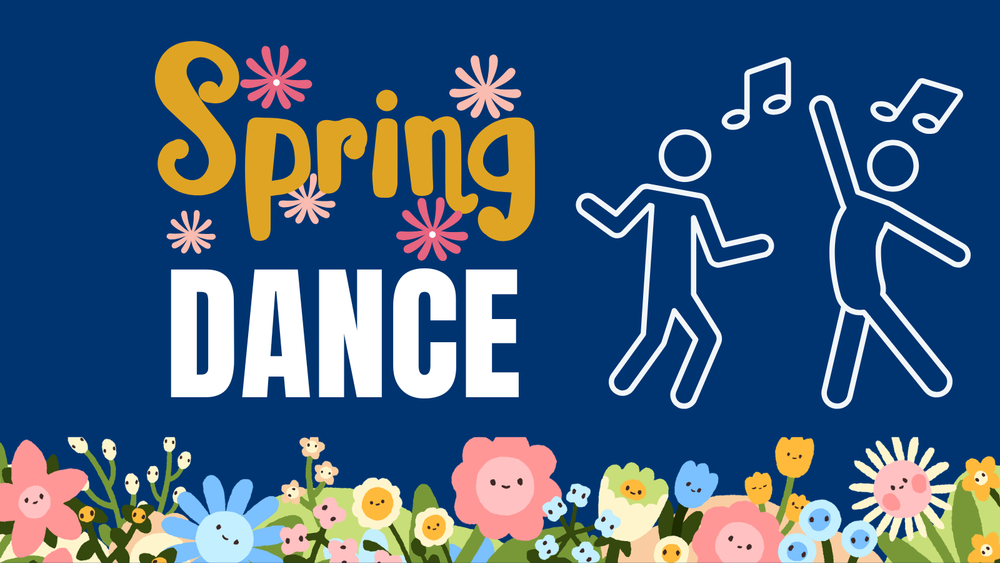 Spring Dance with flowers and dancing figures