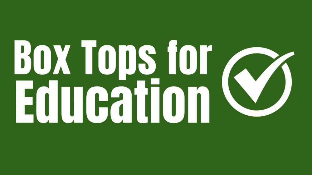 The Box Tops for Education logo, featuring the program's name in bold white letters next to a large white checkmark inside a circle, all on a solid blue background.