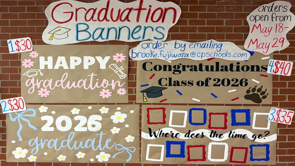 Graduation Banners prices listed below options 1-4 30-40