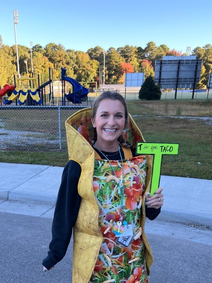 Teacher dressed as a Taco