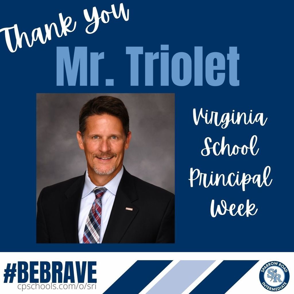 Thank You Mr. Triolet, Image of Mr. Triolet Virginia School Principals Week Sparrow Road Logo