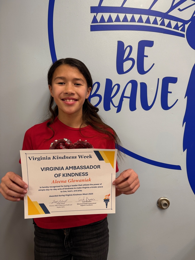 Virginia Kindness Week-Aleena Holding certificate