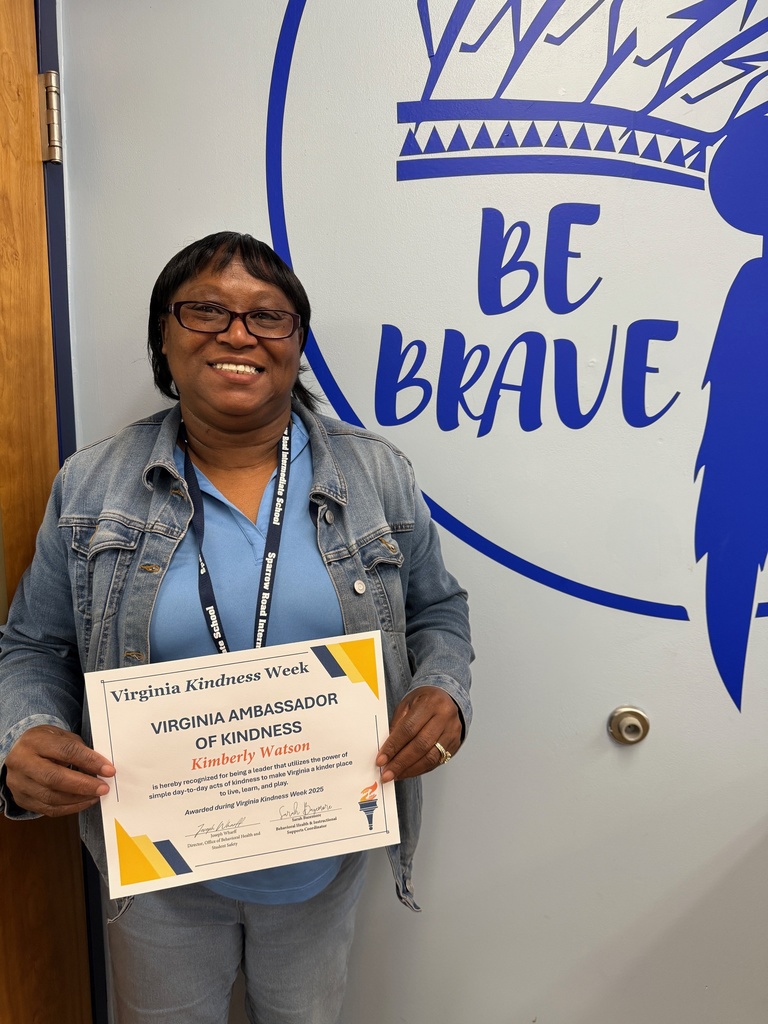 Virginia Kindness Week-Mrs. Watson  Holding certificate