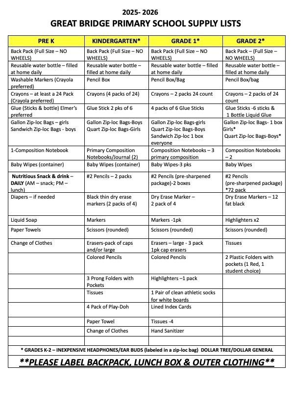 supply lists 25-26