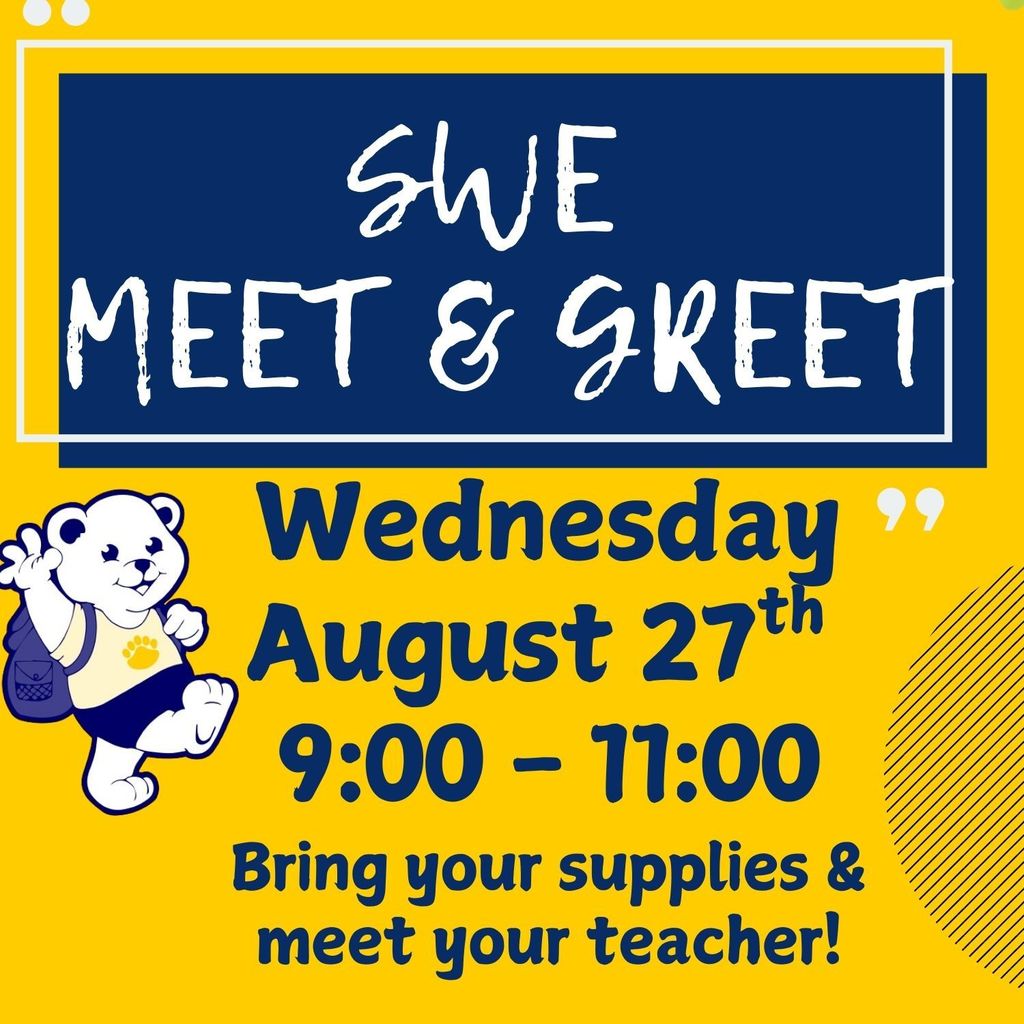Get ready, Wildcats! Southwestern Elementary is hosting a Meet & Greet on Wednesday, August 27, from 9:00 to 11:00 AM. Come say hello and get excited for the new school year!