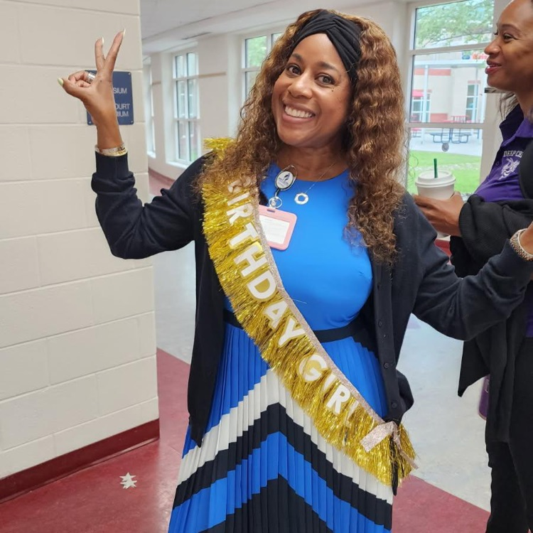Ms. Alexander with birthday sash