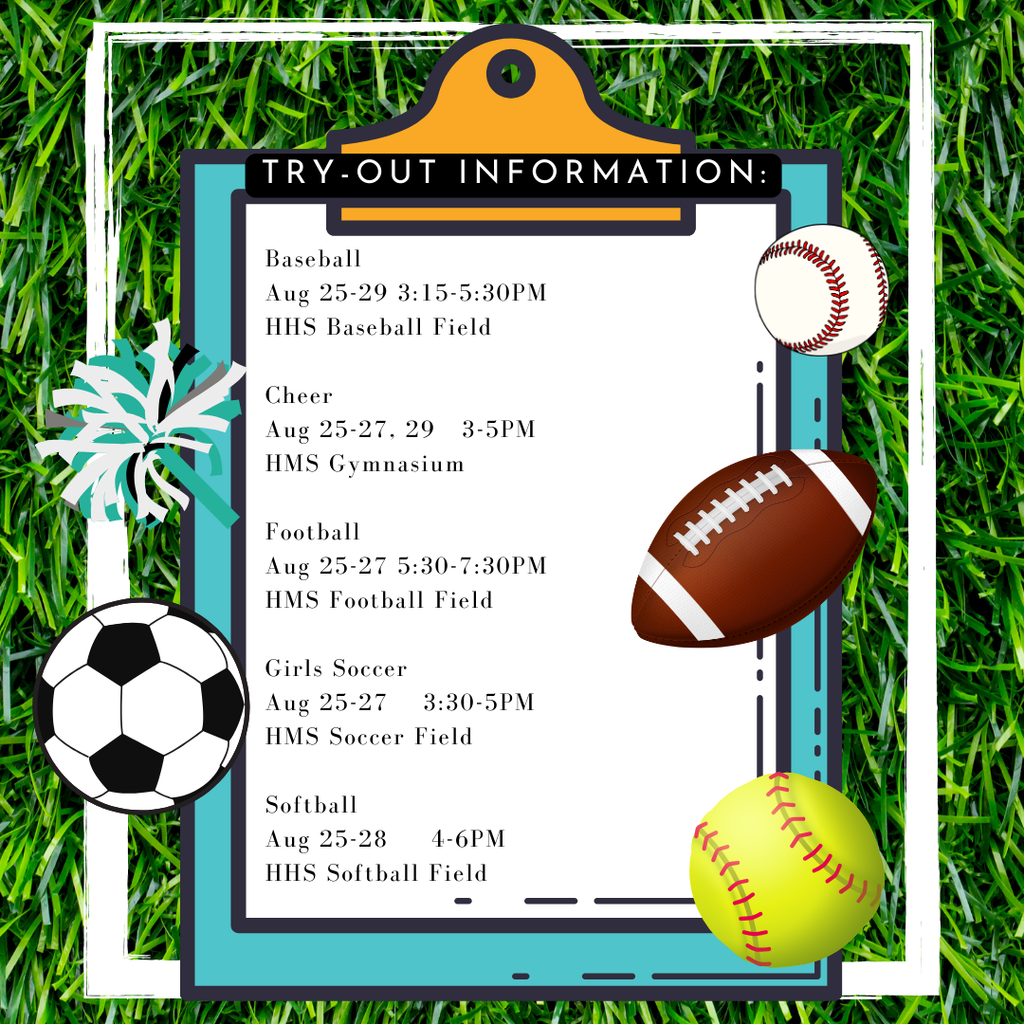tryout information, dates, times, and locations