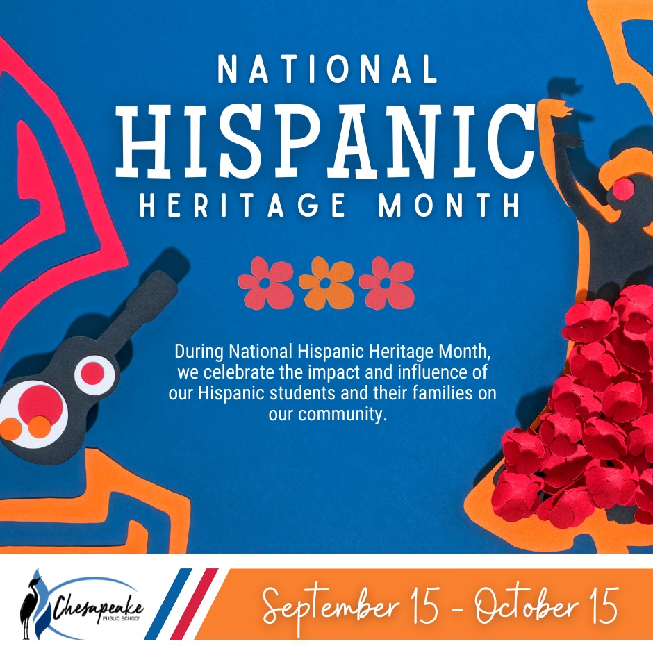 hispanic heritage month graphic with paper cut outs