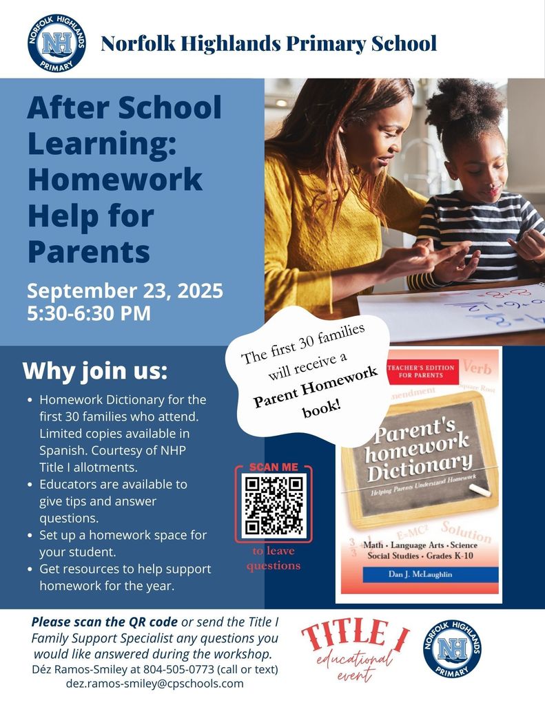 Parent Homework Help Night flyer in English