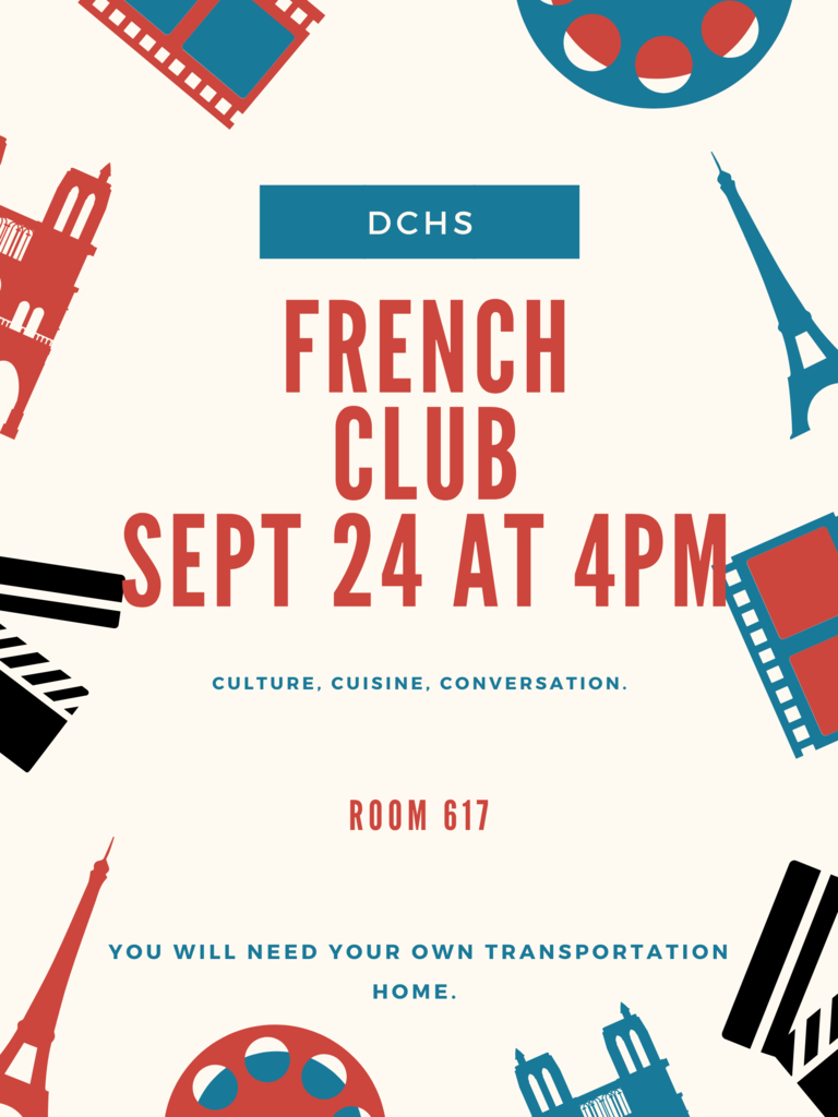 French Club Flyer for meeting on Sept 24 at 4pm
