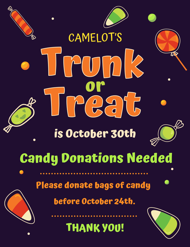 trunk or treat candy donation flyer