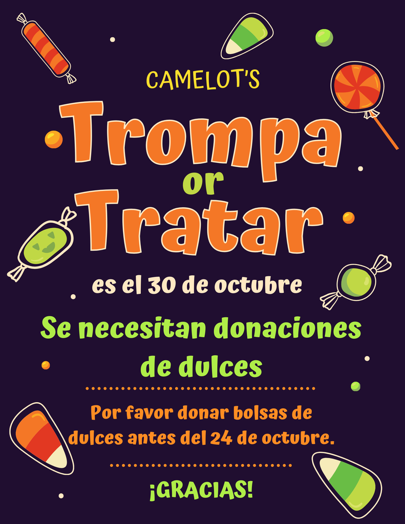 Spanish version of trunk or treat candy donation flyer