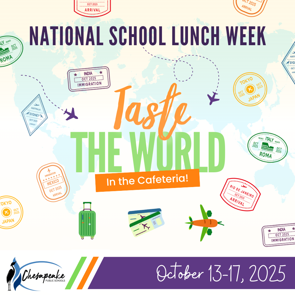 National School Lunch Week taste th world in the cafeteria with graphics for travel