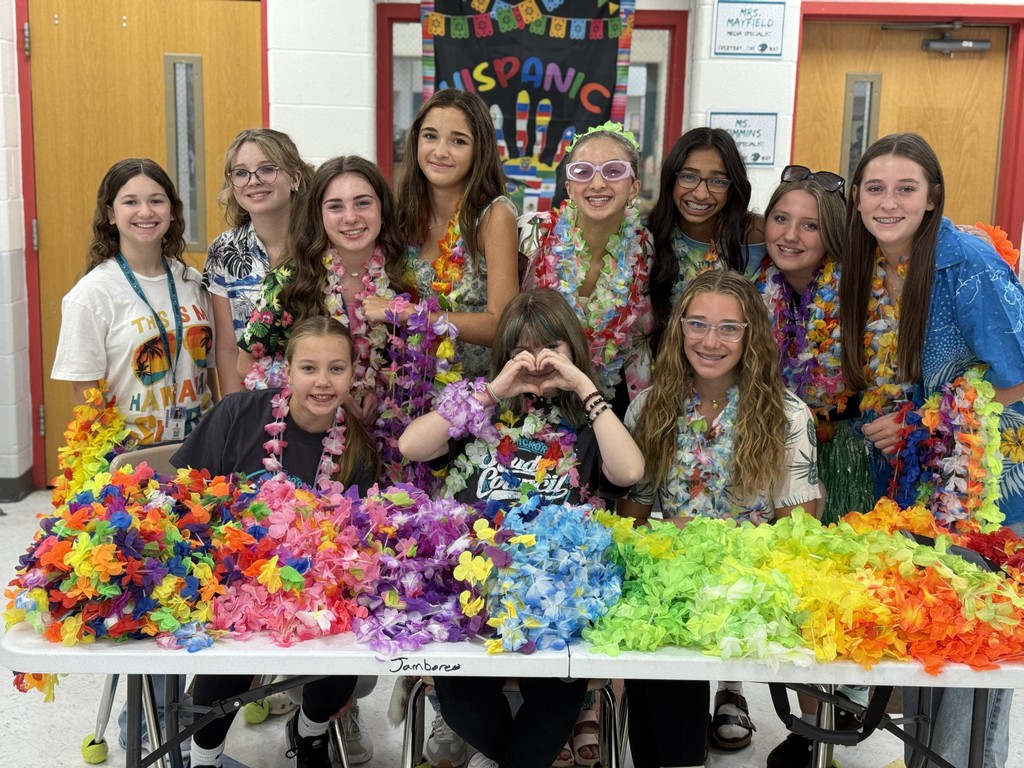 students with leis