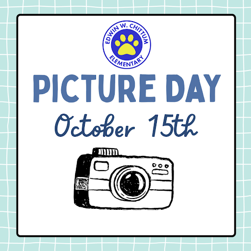 Flyer for E.W. Chittum Elementary School Picture Day on October 15, 2025. Online order code: 0036745IN. This is a prepay event.