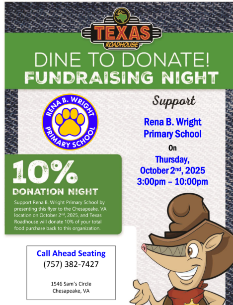 Dine to Donate Flyer for Thursday from 3 to 10