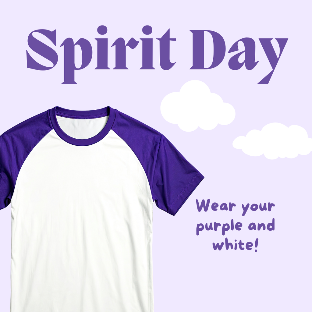 Tuesday's Spirit Day! Wear your purple and white! And as always: #ItsAGreatDayToBeAHornet 💜🤍