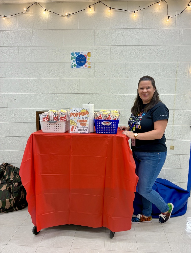 Mrs. Collins dropping off popcorn.