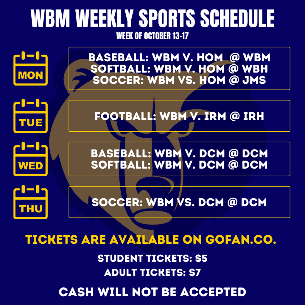 Week 5 - Fall Sports Schedule