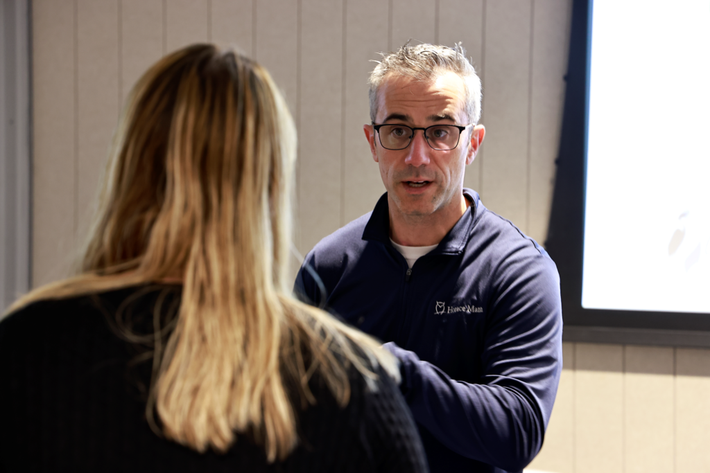 man talking to employee